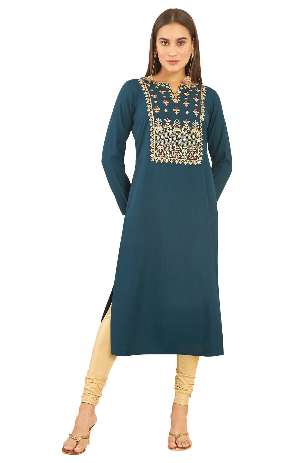 Soch Women Viscose Rayon Kurta with Embroidered Yoke