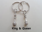 Chess Piece Charm Keychains, King and Queen Set - Couples Keychain Set