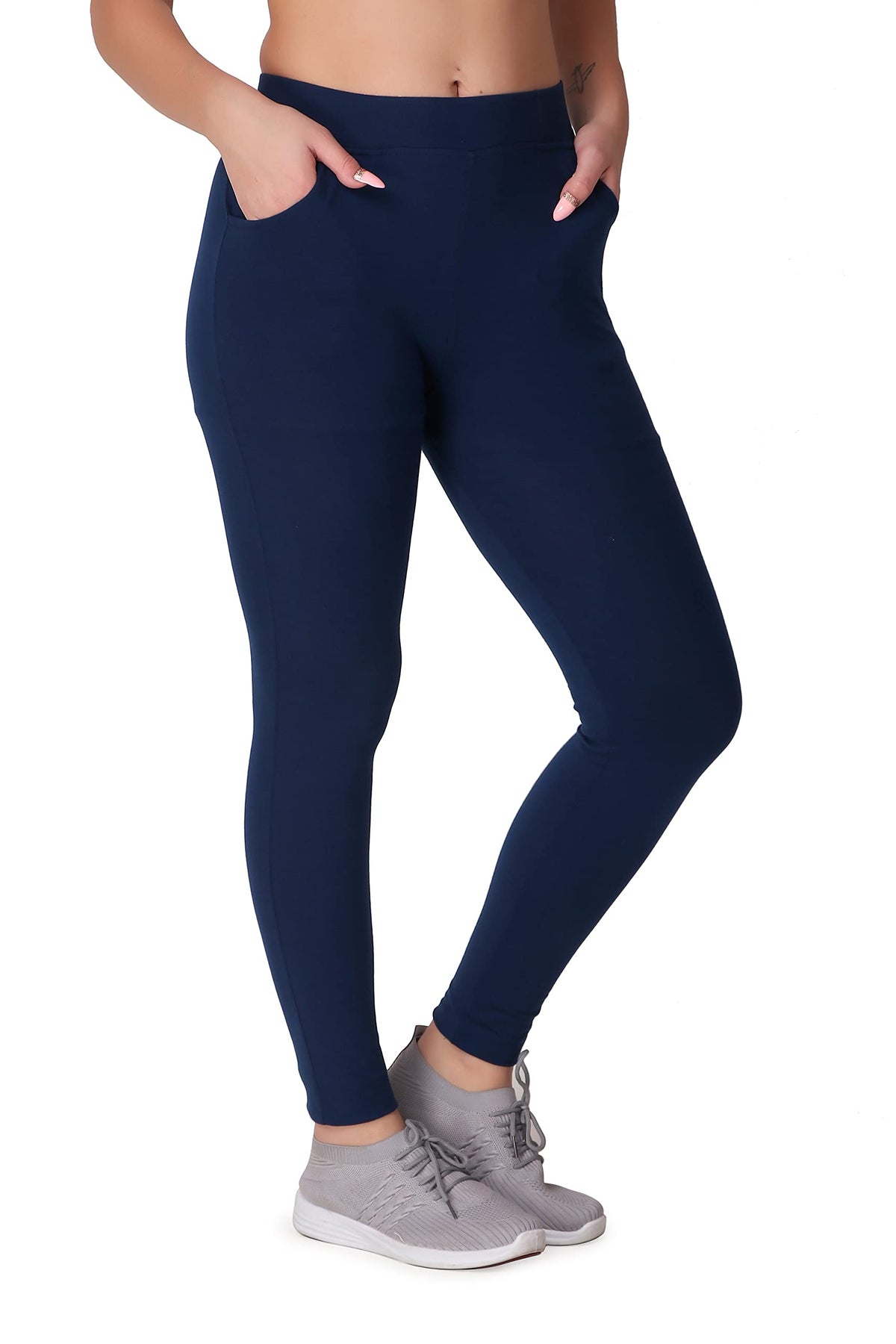Keepfit Cotton Spandex Slim Fit Ankle Length Pocket Leggings For Women & Girls/Activewear Tights For Women With Two Pockets/Yoga 3