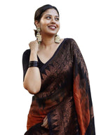 Satrani Womens Poly Cotton Jacquard Saree with Unstitched Blouse Piece (3260S135N_Rust Orange2)