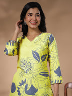 ANNI DESIGNER Women s Kurta Rayon Blend Palazzo Set, Green, S