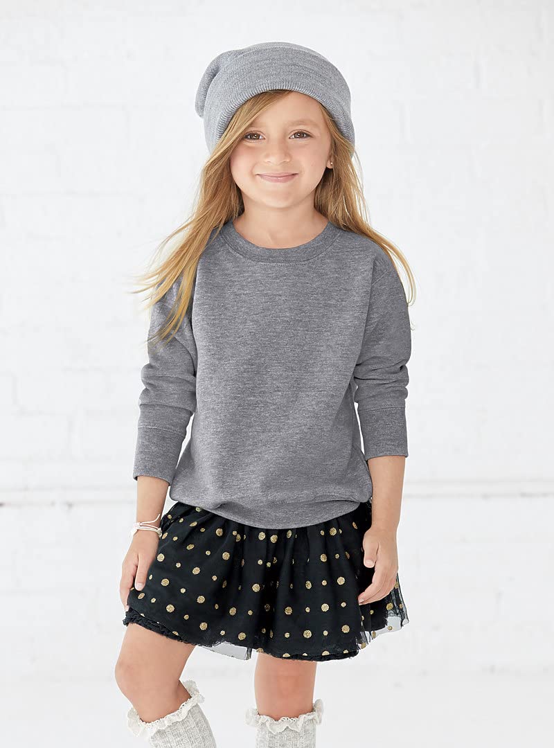 RABBIT SKINS Toddler Fleece Long Sleeve Pullover Sweatshirt, Granite Heather, 5/6