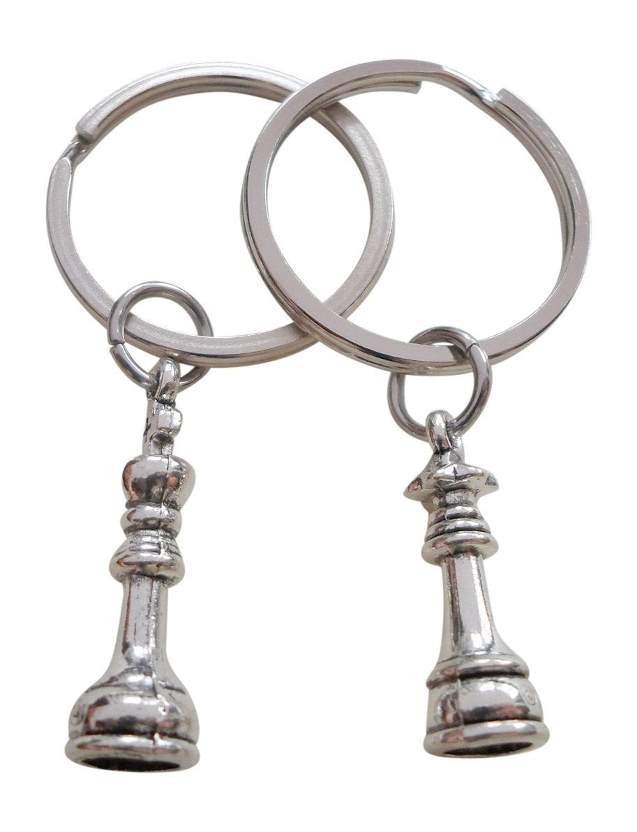 Chess Piece Charm Keychains, King and Queen Set - Couples Keychain Set