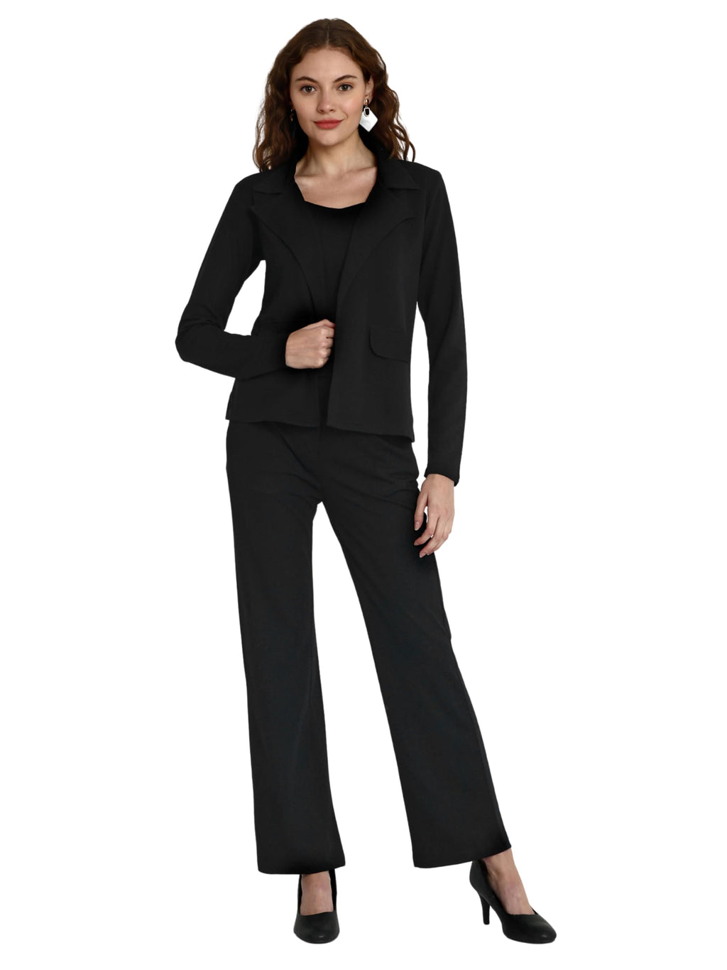 Leriya Fashion 3-Piece Blazer Set for Women (XL, Black)
