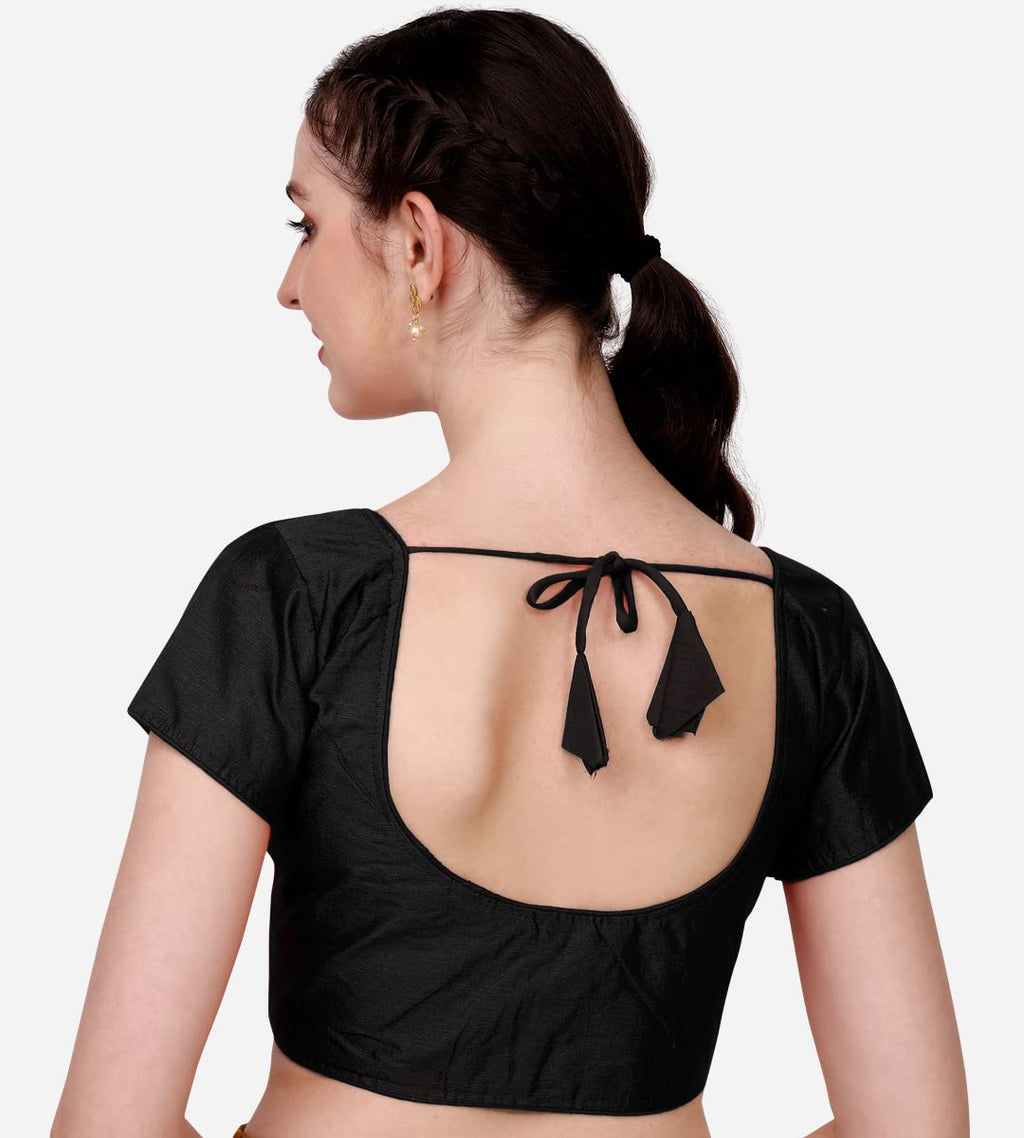 Pujia Mills Womens Silk Solid Short Sleeve Blouse
