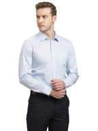 Turtle Men 100% Cotton Slim Fit Light Blue Printed Full Sleeve Formal Shirt