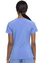 Dickies EDS Essentials Scrubs, V-Neck Womens Tops with Four-Way Stretch and Moisture Wicking DK615, S, Ciel