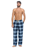 Ashford & Brooks Mens Super Soft Flannel Plaid Pajama Sleep Pants - Navy White Blue Plaid - Large