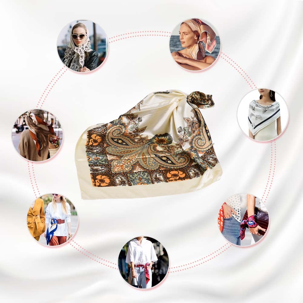 upeilxd 4Pcs Silk Head Scarves for Women Satin Hair Scarf 35   Large Square Bandana Silk Like Neck Scarf Shawl Sleeping Headscar