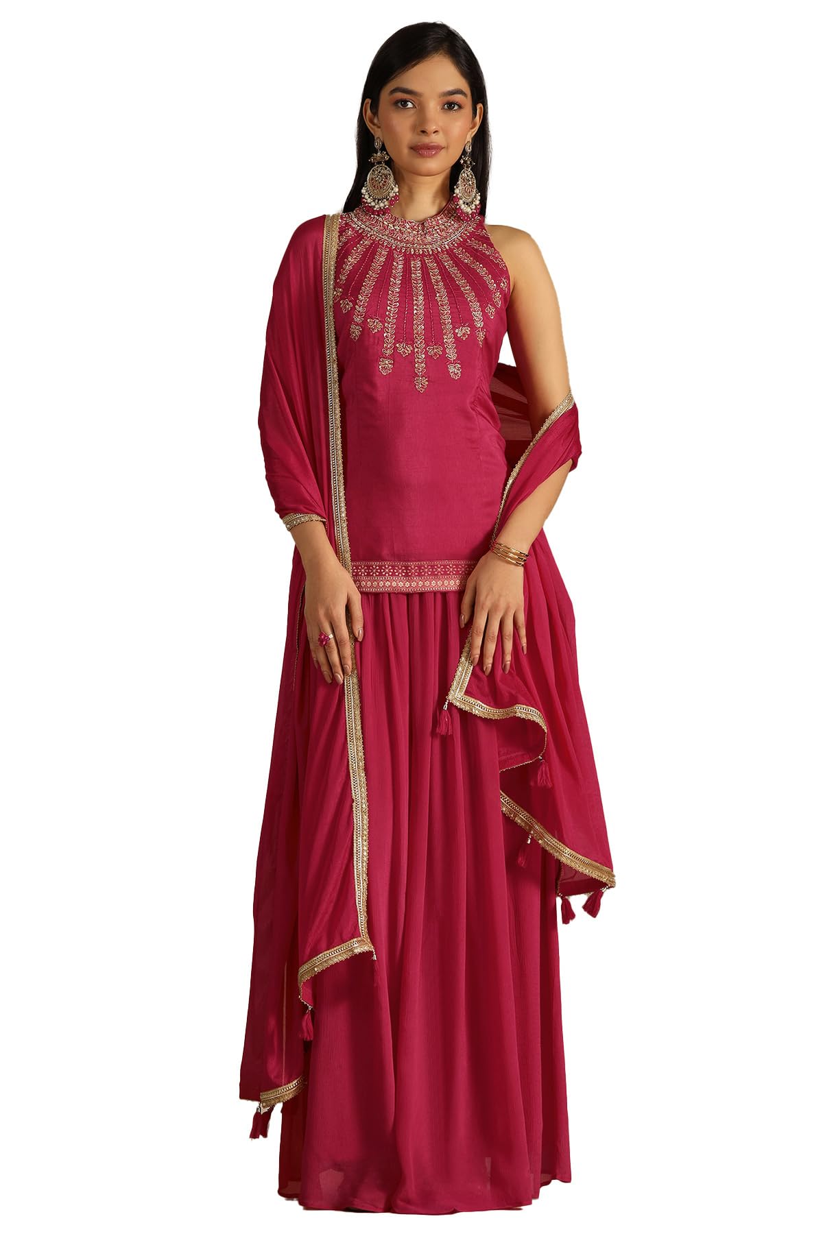 Soch Women Dola Silk Embroidered Suit Set Zari