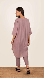 ANNI DESIGNER Womens Rayon Blend Straight Solid Kurta with Pant (Nanital Purple_S_Purple_Small)