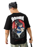 The Souled Store Official Naruto Uchiha Brothers Black Anime Graphic Printed Cotton Oversized T-Shirts for Men and Boys - Embrac
