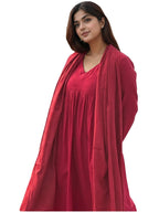 Anni Designer WomenS Rayon Viscose Solid A-Line Kurta With Pant & Dupatta (Nibar Red-Vks05_Xxl_Red_Xx-Large)