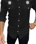 Kadiyu Double Pocket MenS Casual Fit Formal Shirt - Stylish And Comfortable Dress Shirt For Work And Everyday Wear Black