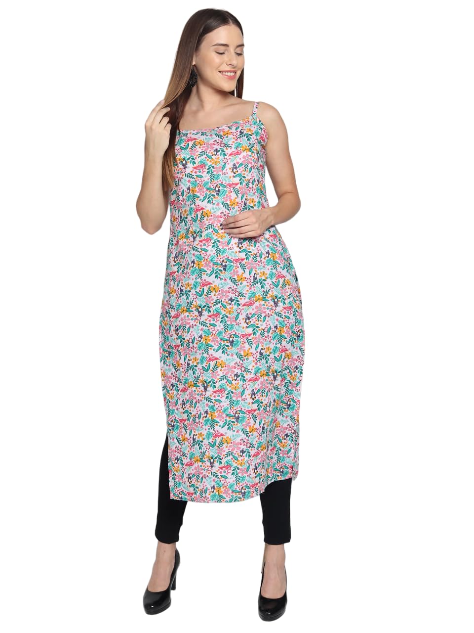 PATLANI Womens Crepe Full Stitched Kurti. Green