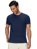 XYXX Mens Solid Regular Fit T-Shirt (XY_CR15_Tshirt_2_Brown Latte+Midnight Blue