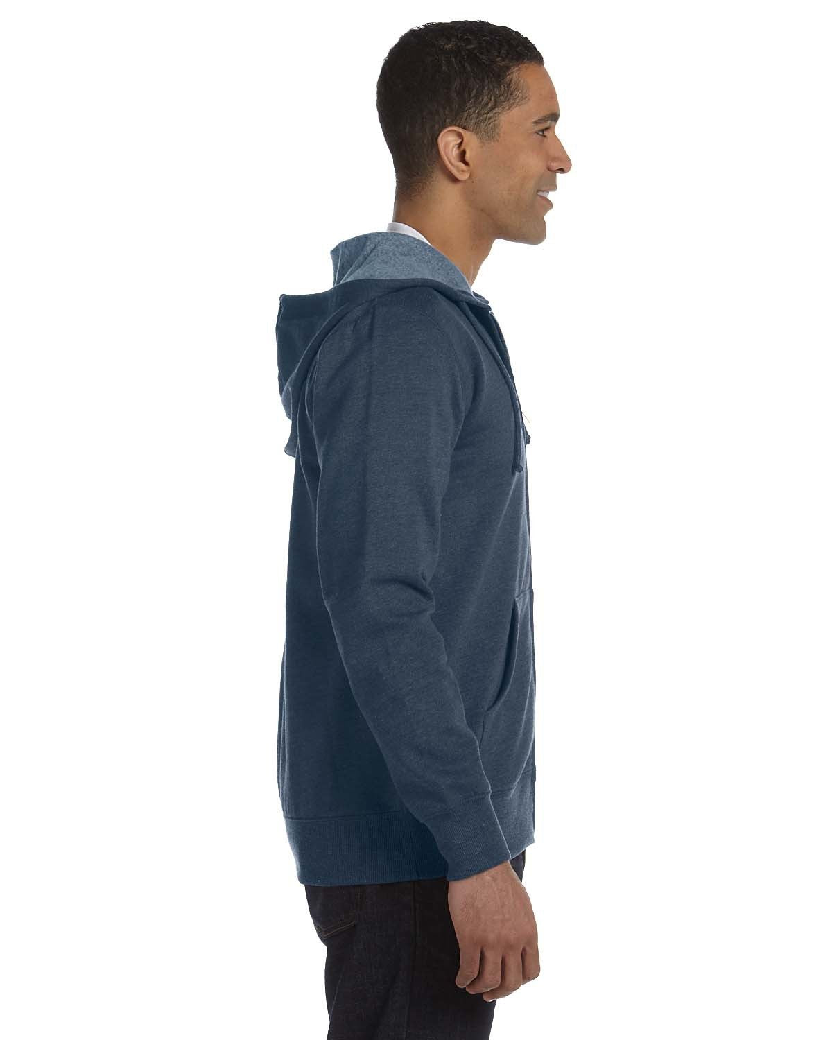 Mens OrganicRecycled Heathered Full-Zip Hooded Sweatshirt - BERRY - S(D0102H7ZL22)