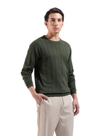 The Indian Garage Co Mens Slim Fit Textured Flatknit Full Sleeves Crew Neck T-Shirt