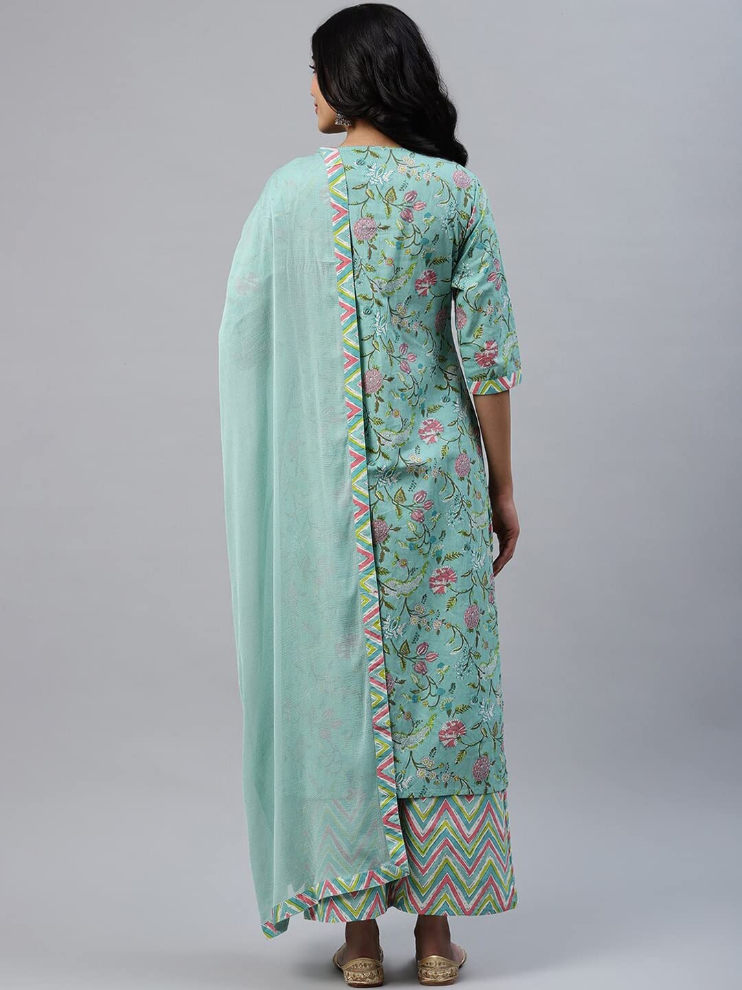 Gosriki Women Kurta With Palazzos & Dupatta