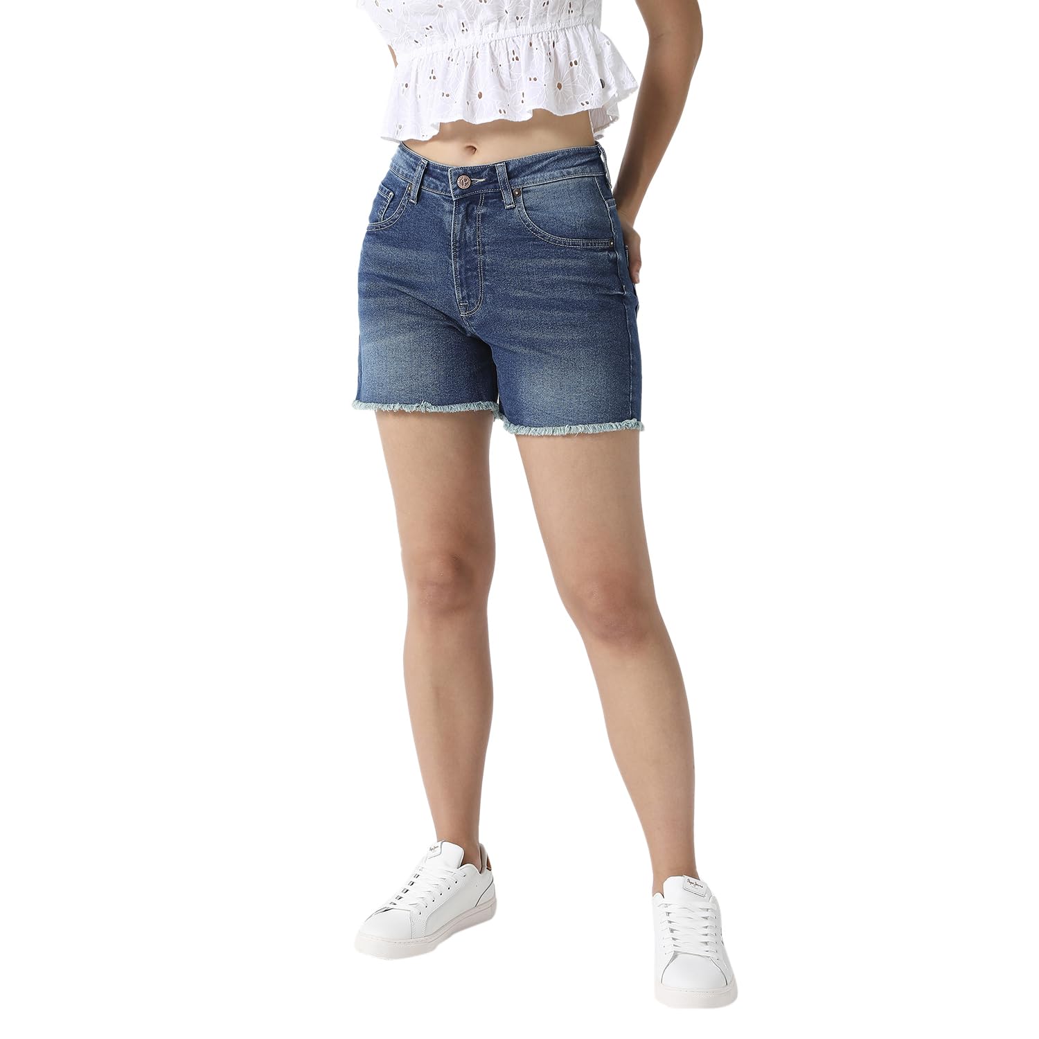 Pepe Jeans Women Chino Shorts (Pl801073J6700032_Med Used (Blue)_32)