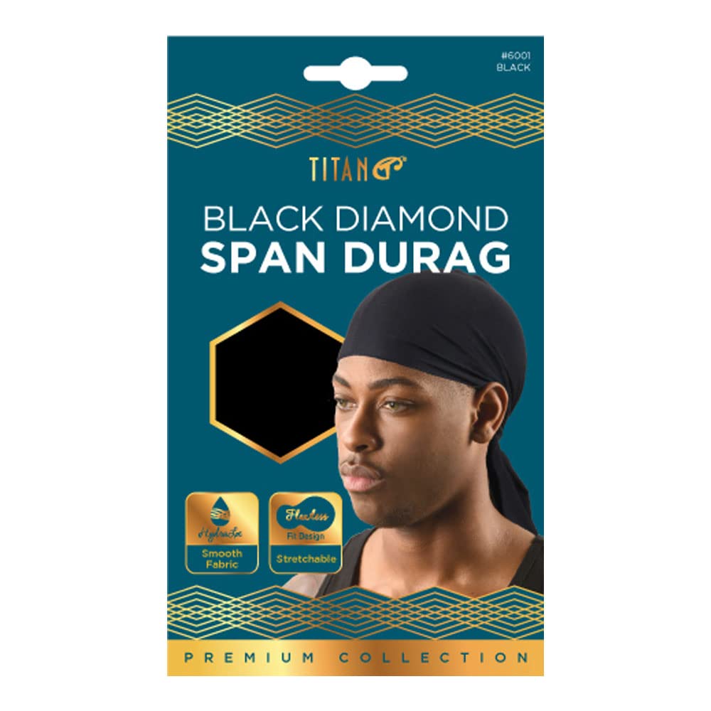 Titan Sport Black Diamond Span-Durag, Black 1 ea