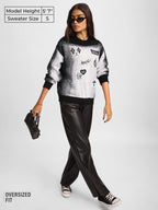 The Souled Store Knitted Sweater: Fallen Angel Women and Girls Oversized Sweater White