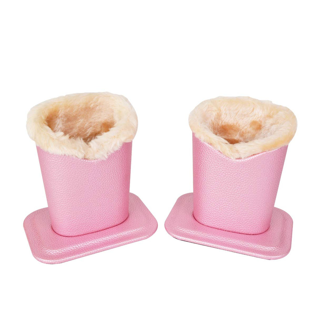 Baitaihem Pack of 2 Plush Lined Eyeglasses Holder Stand Protective Glasses Case For Desks Or Nightstands(Pink)