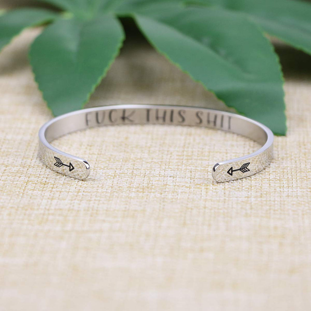 JoycuFF Bracelets for Women Funny Inspirational Jewelry Engraved Mantra Cuff Bangle Personalized Birthday Christmas Gift for Her