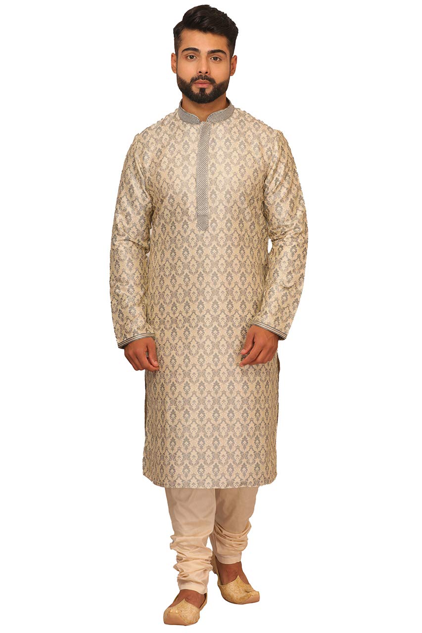 Manyavar A Dove Of Grey In A Kurta Set For Mens(X-Large,Grey)