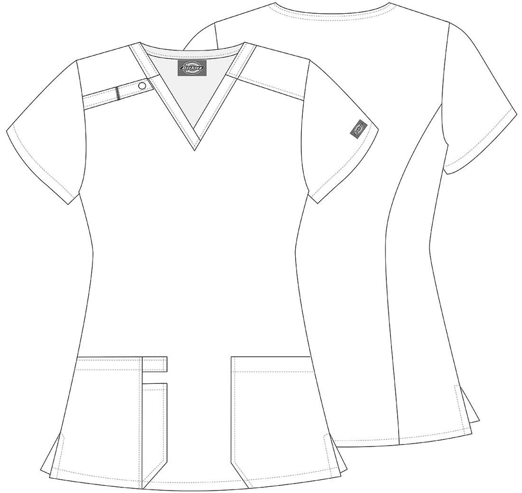 Dickies EDS Women Scrubs Top V-Neck Print DK616, M, Tropic Distress