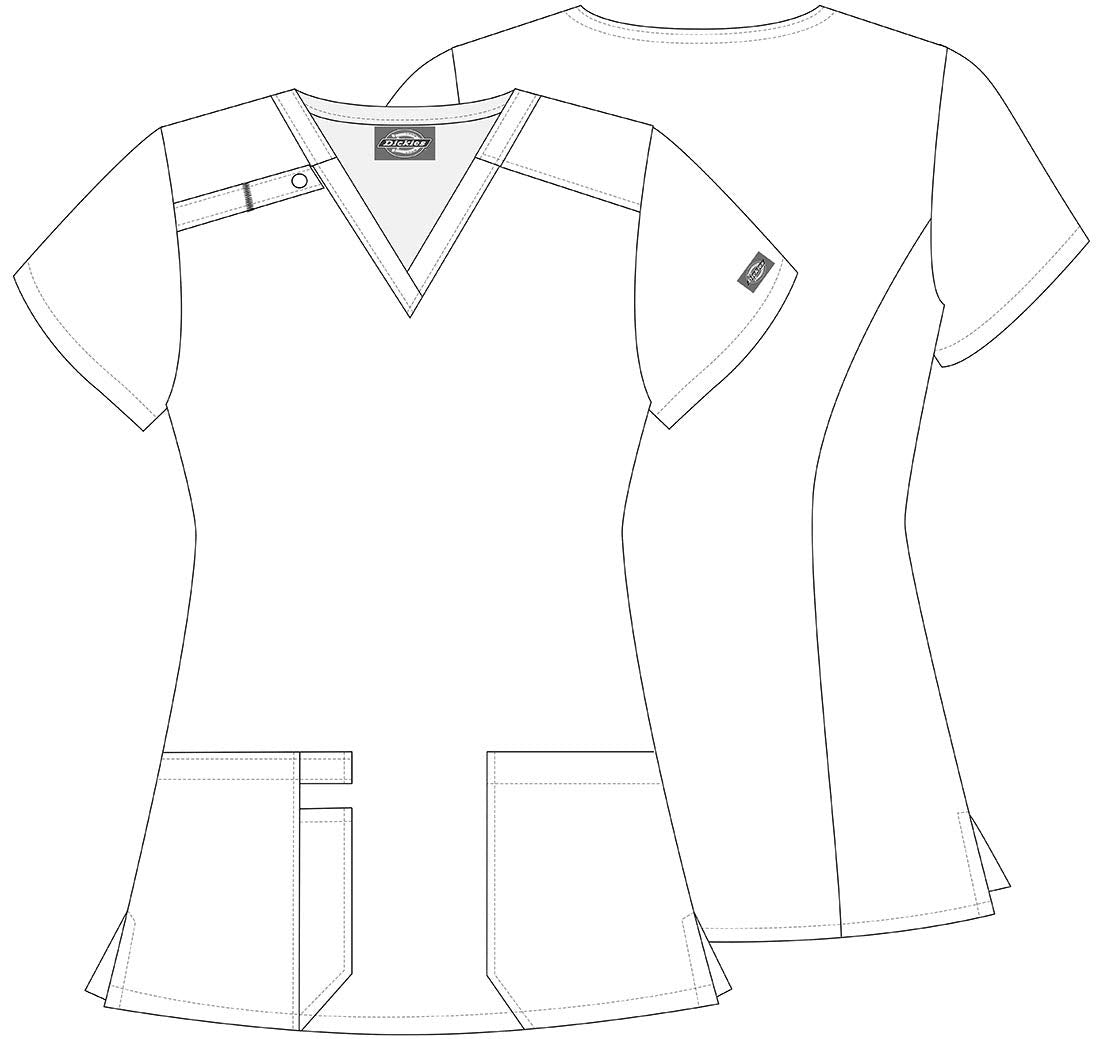 Dickies EDS Women Scrubs Top V-Neck Print DK616, M, Tropic Distress