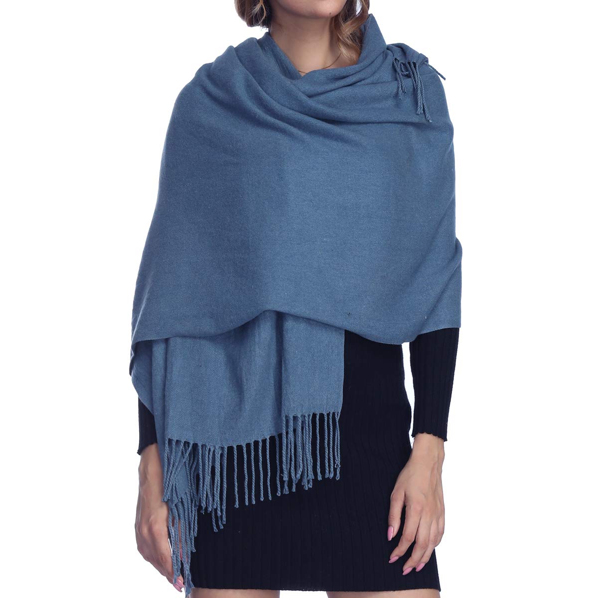 OHAYOMI Womens Thick Soft Pashmina Shawl Wrap Scarf Warm Solid Color Stole
