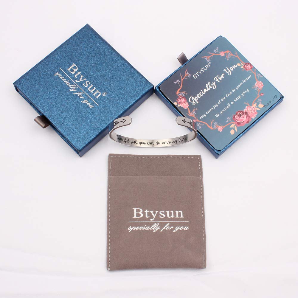 Btysun Bracelets for Women Gifts Christmas Inspirational Cuff Bracelets for Women Wide Bracelet Bangle Personlized Gifts for Her