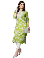 ANNI DESIGNER Womens Cotton Blend Chikankari Embroidered Straight Kurta (Zainab-Green-VGT_XXL_Green_XX-Large)