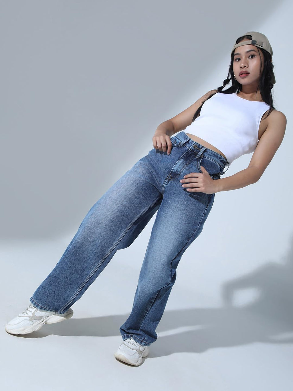 Hubberholme Women Blue Cotton Relaxed Fit High-Rise Jeans