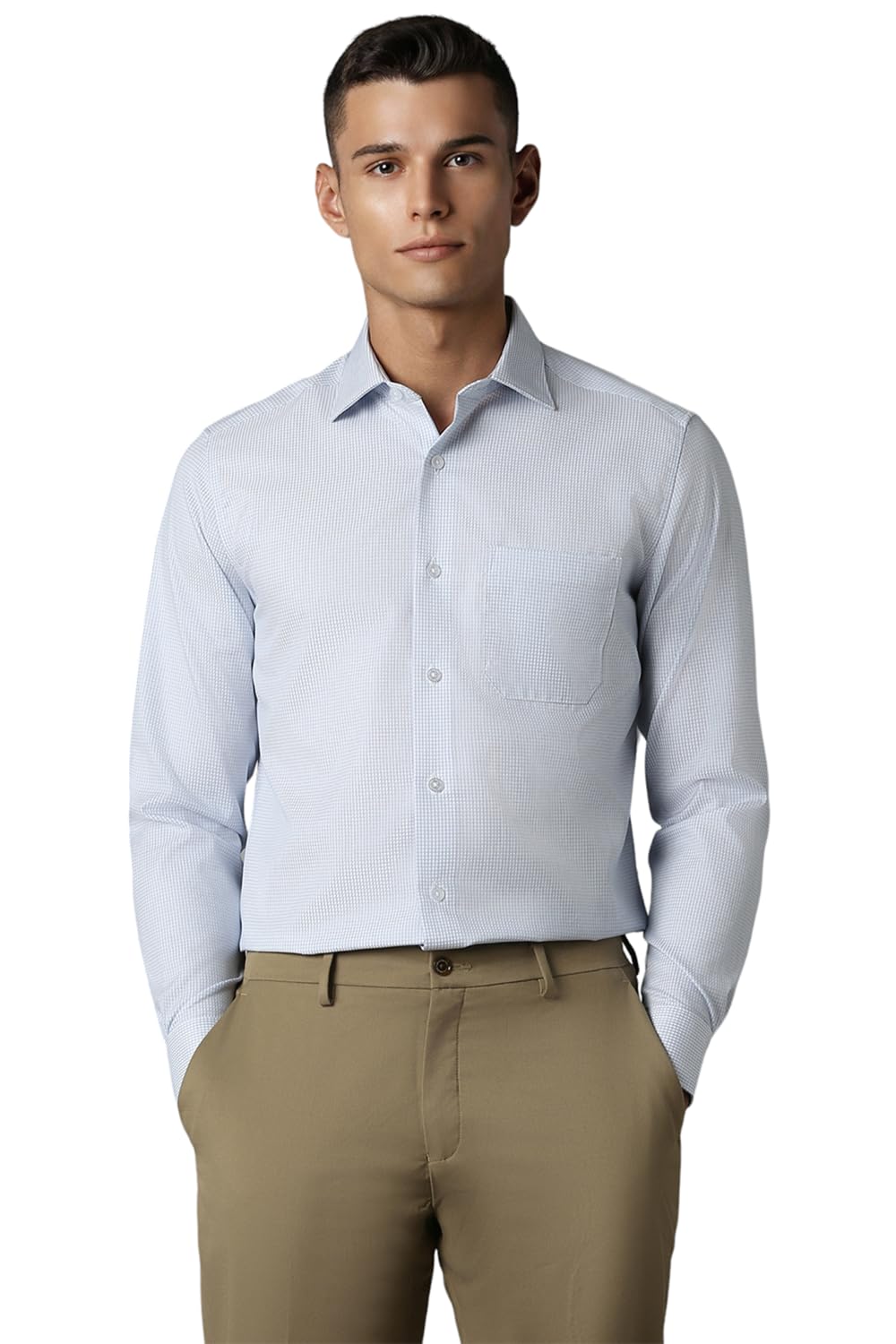 Louis Philippe Men Blue Classic Fit Check Full Sleeves Formal Shirt