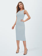 Toochki Dress For Women | Dresses For Women Dress | Bodycon Dress | Sky Blue Bodycon Dress | Midi Length Dress | Lycra Bodycon D