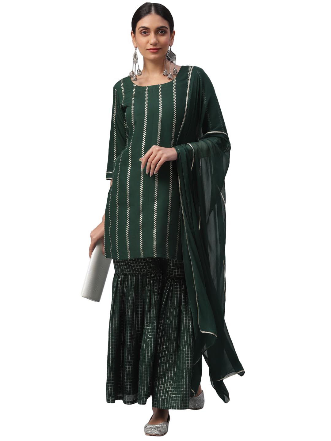 Libas WomenS Polyester Kurta Set (6867_Green_2Xl)
