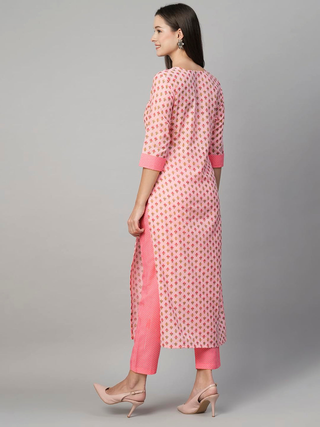 ANNI DESIGNER Womens Cotton Blend Floral Regular Kurtas & Kurtis (Otti-N8W_Pink_X-Large)