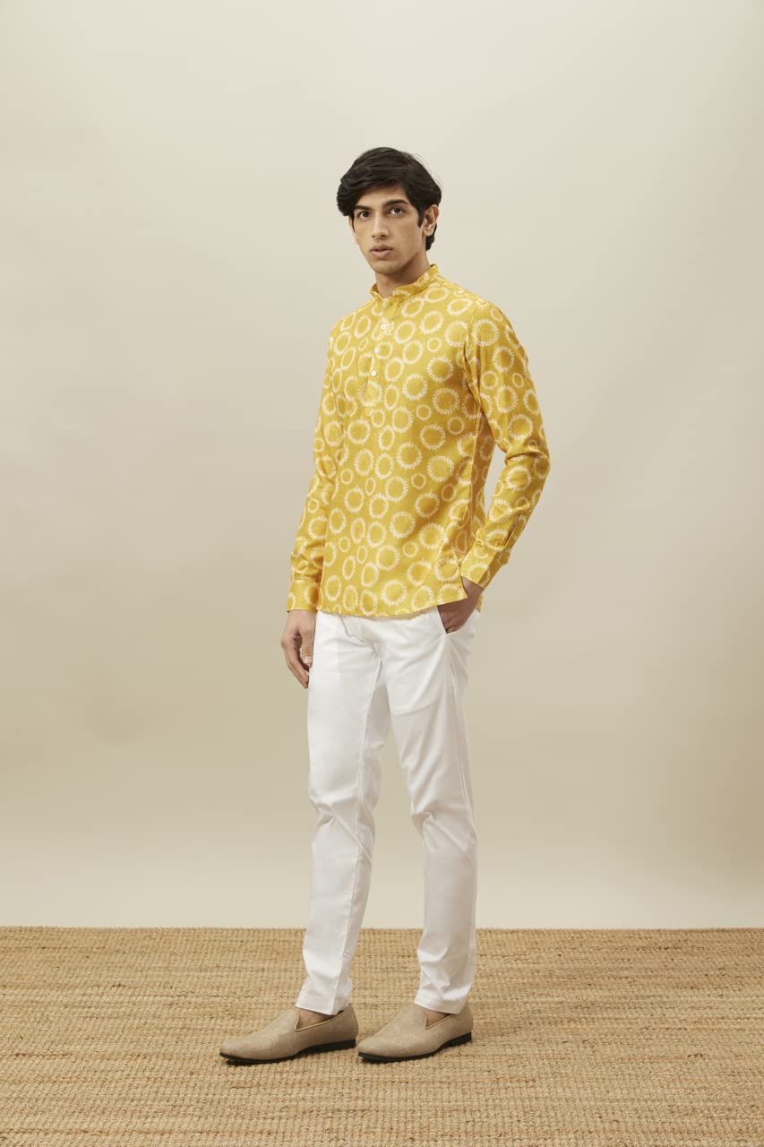 Manyavar MenS Short Kurta, Full Sleeves Mandarin Collar Ethnic Waist Length Kurta Only, Kurta For Festival, Wedding, Blended Vi