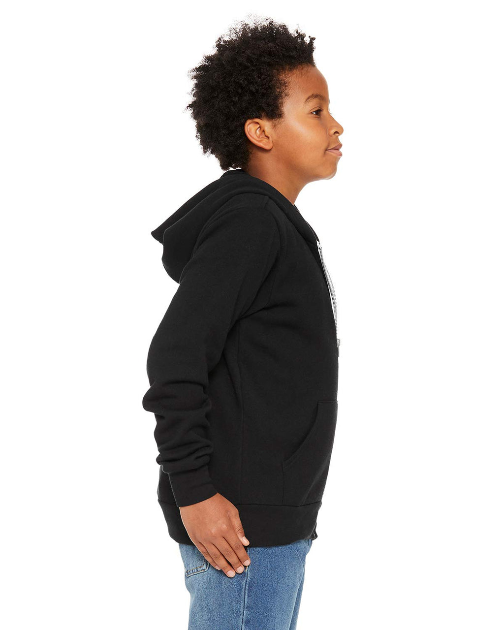 BELLA + CANVAS Youth Sponge Fleece Full-Zip Hoodie M Black