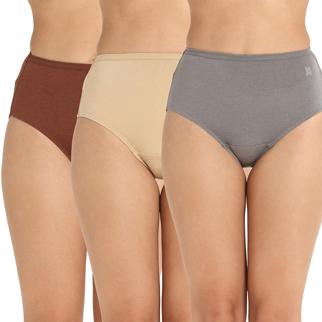 Lavos Women Bamboo Cotton AntiBacterial Hipster Panty, Mid Waist Briefs With Full Back Coverage, Soft Elastic Waistband For Dai 4