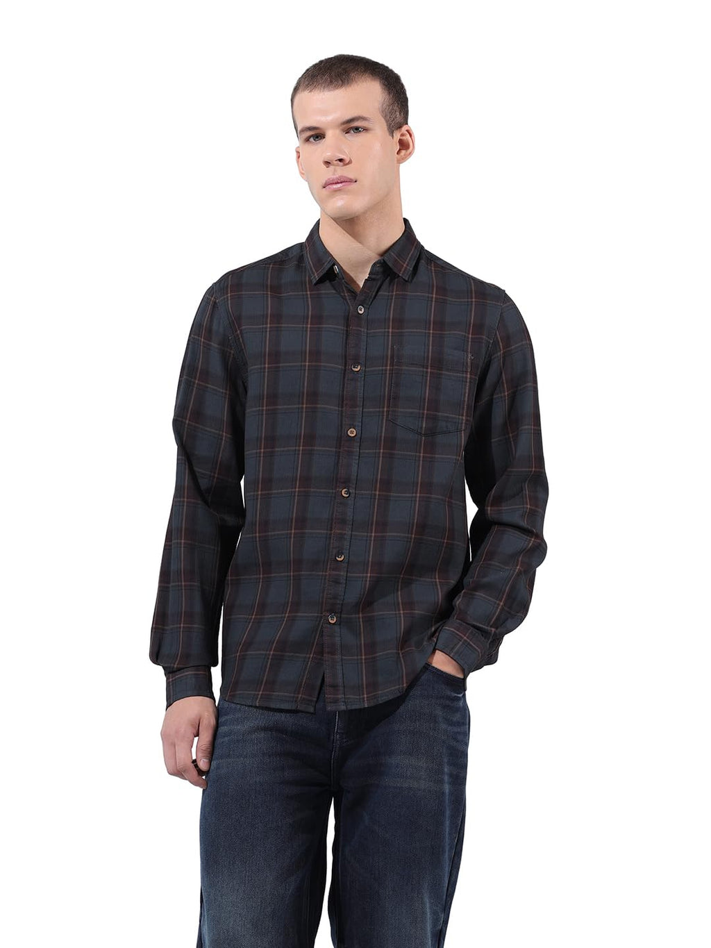 The Indian Garage Co Mens Slim Fit Checkered Shirt