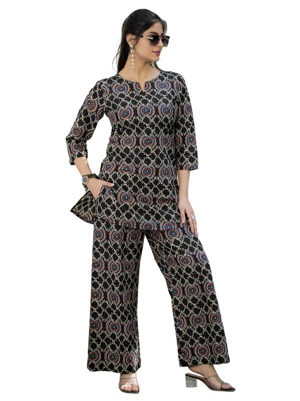 Tee Projekt Cotton Ethnic Wear Co Ord Set For Women | Co Ord Set For Women Stylish Black
