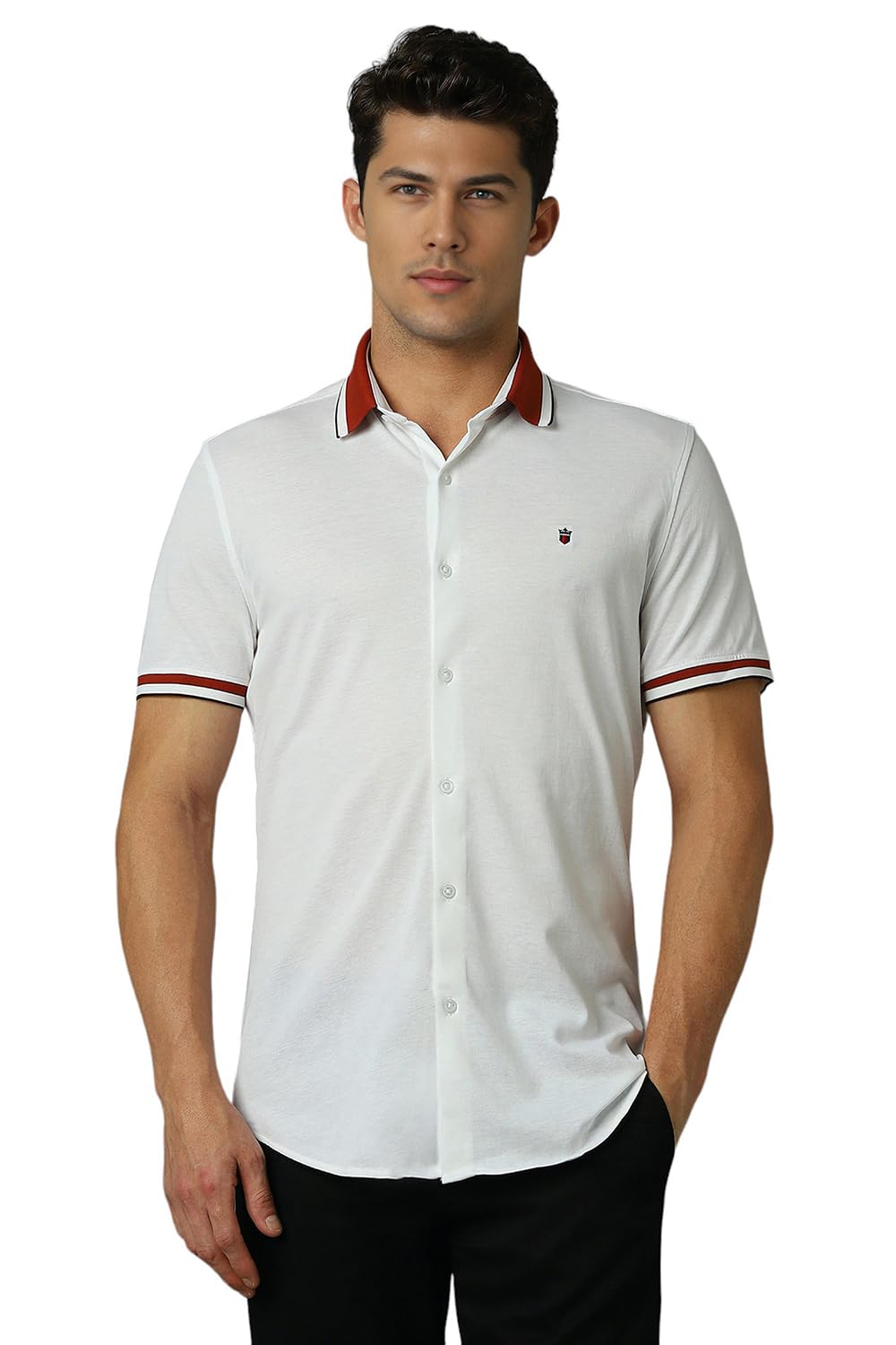 Louis Philippe Men White Smart Fit Textured Half Sleeves Casual Shirt