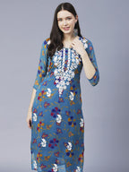 Gosriki Women'S Printed Georgette Chikankari Embroidered Kurti (Gori-Cerosin-Nw-Gs)