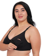 Fabme WomenS Cotton Non-Padded Wire Free Maternity Bra Black