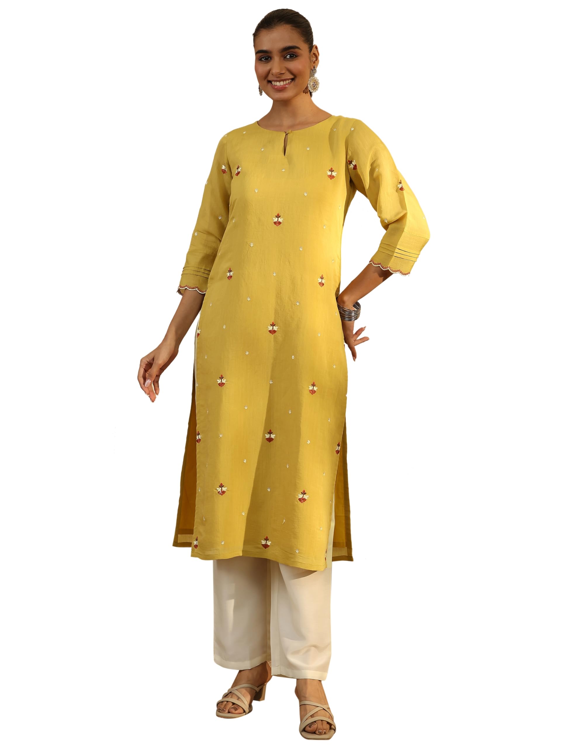 Libas Embroidered Chanderi Cotton Straight Kurta-43104XXL