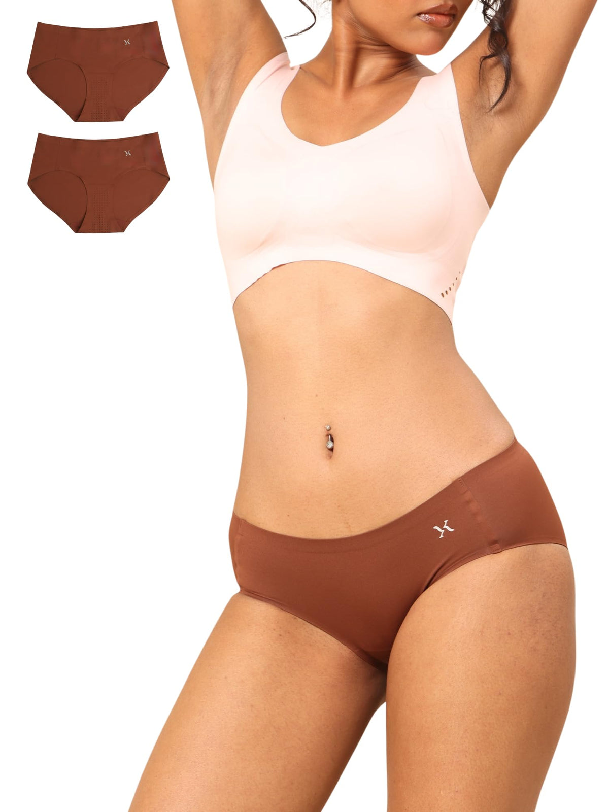 Krvvy Pack Of 2 Seamless Hipster Underwear | LowRise, Medium Coverage Panty For Women With 100% Cotton Gusset | Ultrasoft Fabri