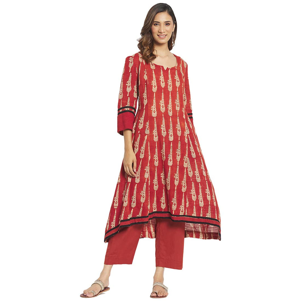 Fabindia Women Dobby Printed 2 Piece Kurta Set Cotton_Xl